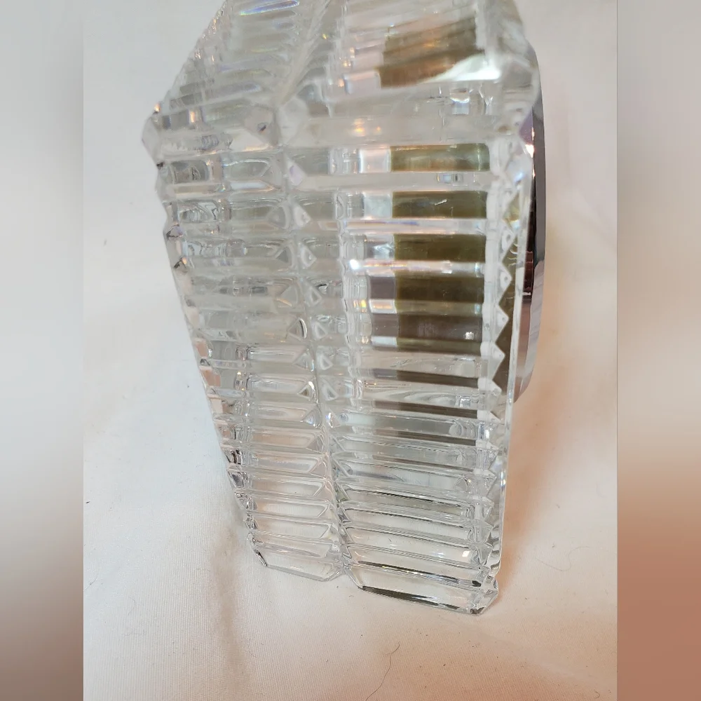 Waterford Crystal Desk Clock - Elegant White and Silver Design Mantle Shelf EUC